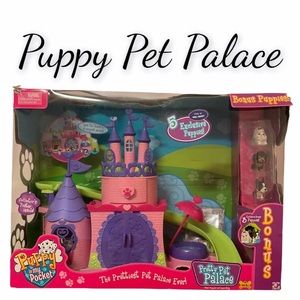 Pet Palace Puppy Pocket Castle Vintage Toys Doll House Miniatures Purple Pink